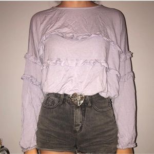 Purple long sleeve ruffle shirt from AEO
